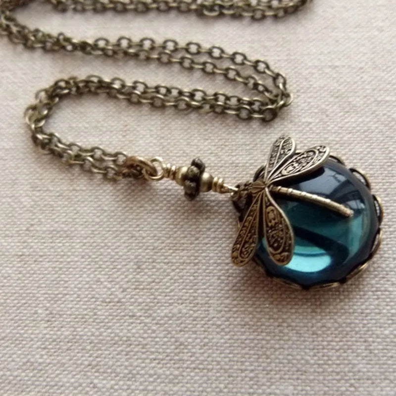 Vintage Dragonfly Moonstone Charm Rope Choker Necklace Necklace Lunarity Garage Necklace 3