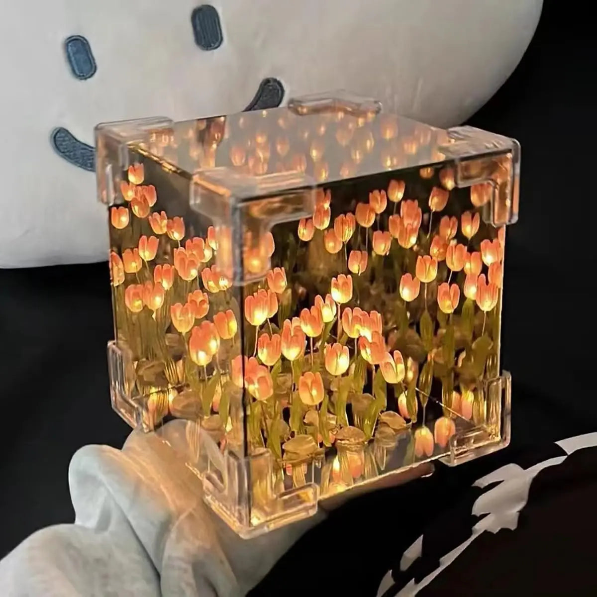 DIY Tulip LED Night Light – Magic Cube Table Lamp & Mirror 2-in-1 Decorative Gift Night Lights LUNARITY GARAGE