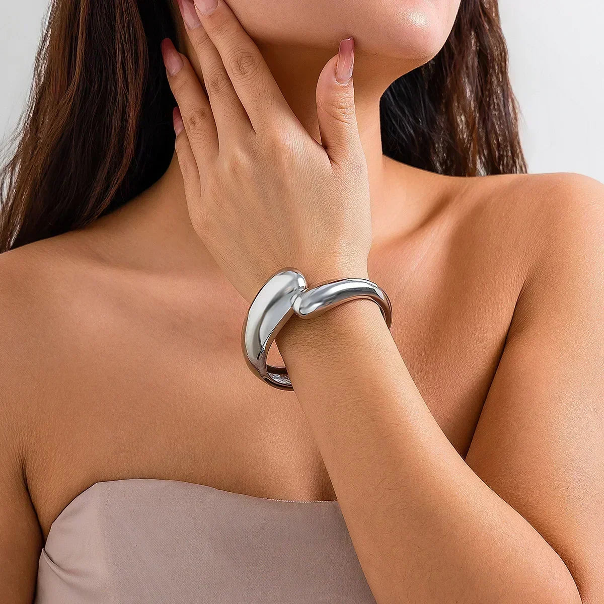 Luxury Trendy Gold Heavy Metal Bangles | Irregular Geometric Cuff Bracelet for Women Bracelets LUNARITY GARAGE Sliver Bangles