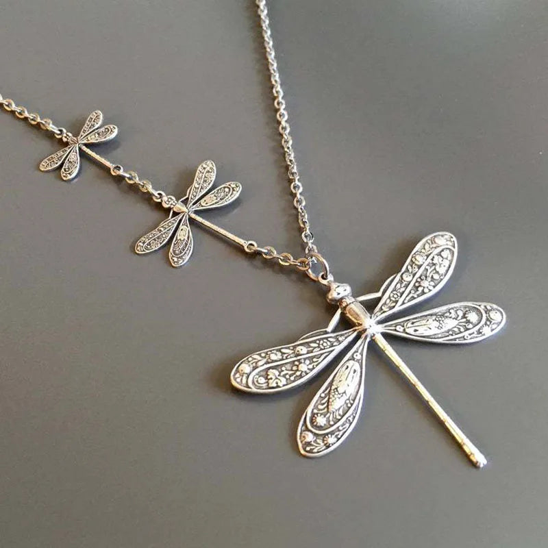 Vintage Dragonfly Moonstone Charm Rope Choker Necklace Necklace Lunarity Garage Necklace 1