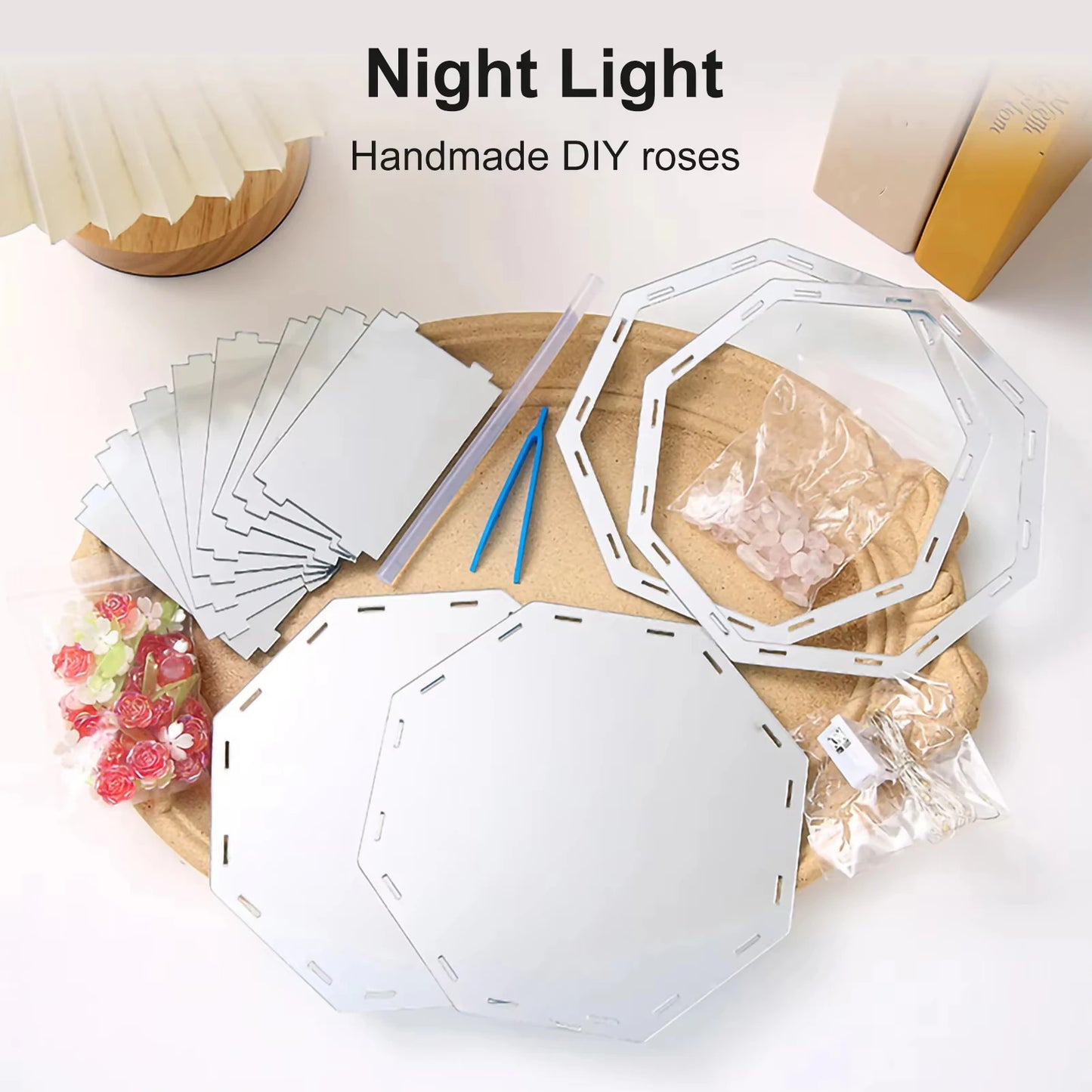DIY Tulip LED Night Light – Magic Cube Table Lamp & Mirror 2-in-1 Decorative Gift Night Lights LUNARITY GARAGE