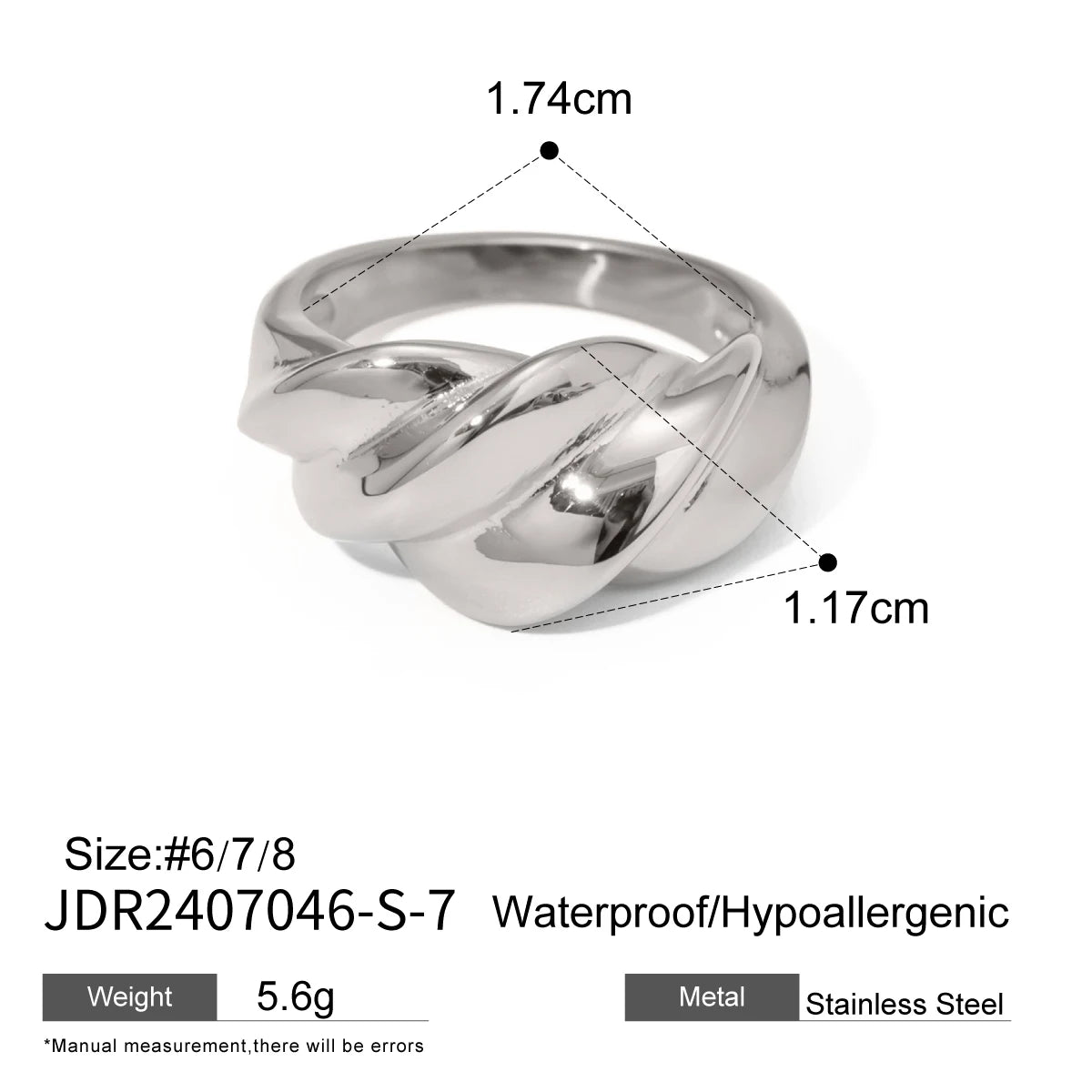 Uworld Minimalist 316L Stainless Steel INS Ring High Quality Waterproof Charm Metal Gold Silver Color Fashion Finger Jewelry LUNARITY GARAGE JDR2407046-S-7