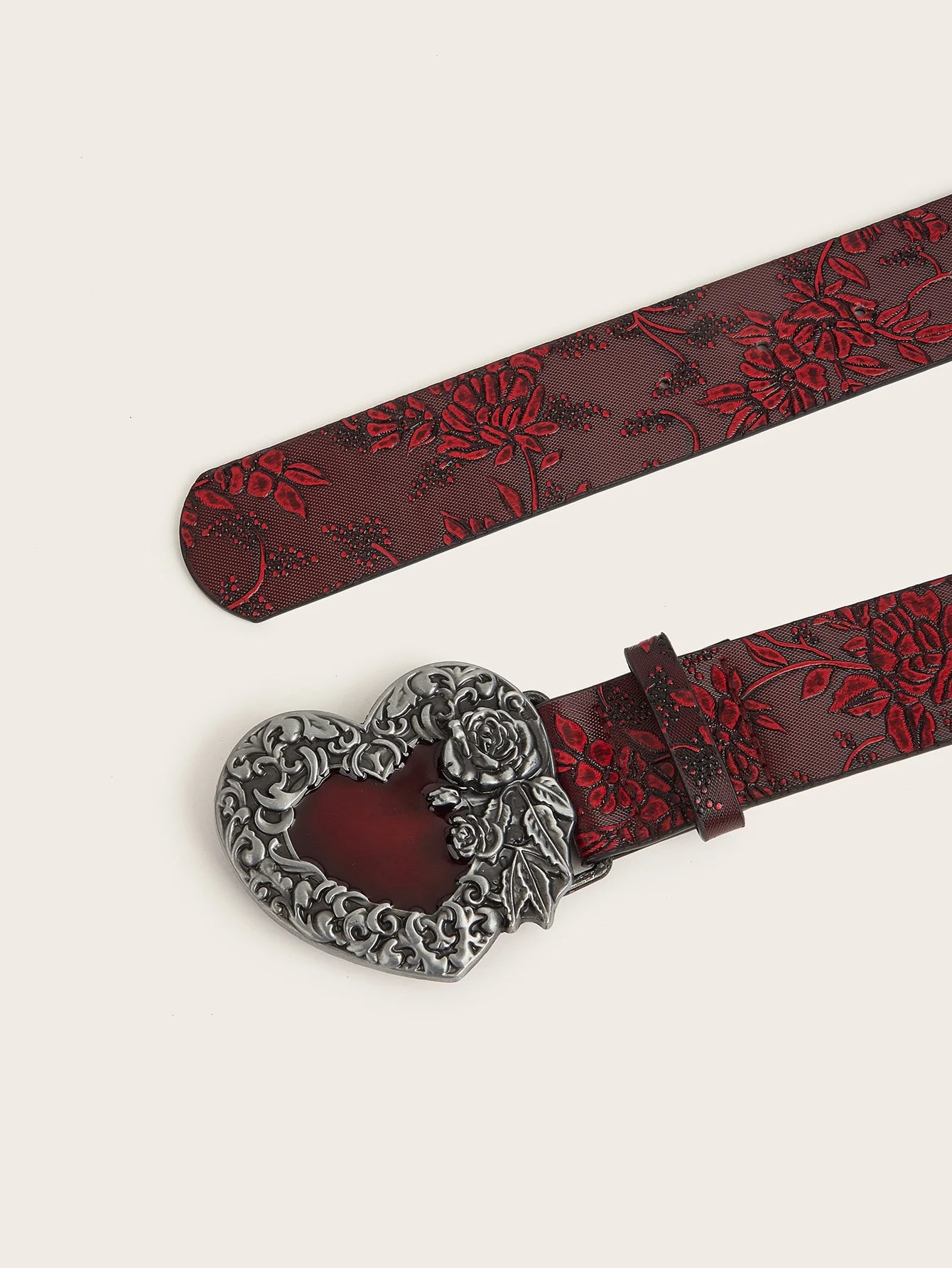 Wine Red Heart Carved Belt – Romantic & Chic Accessory Belt LUNARITY GARAGE