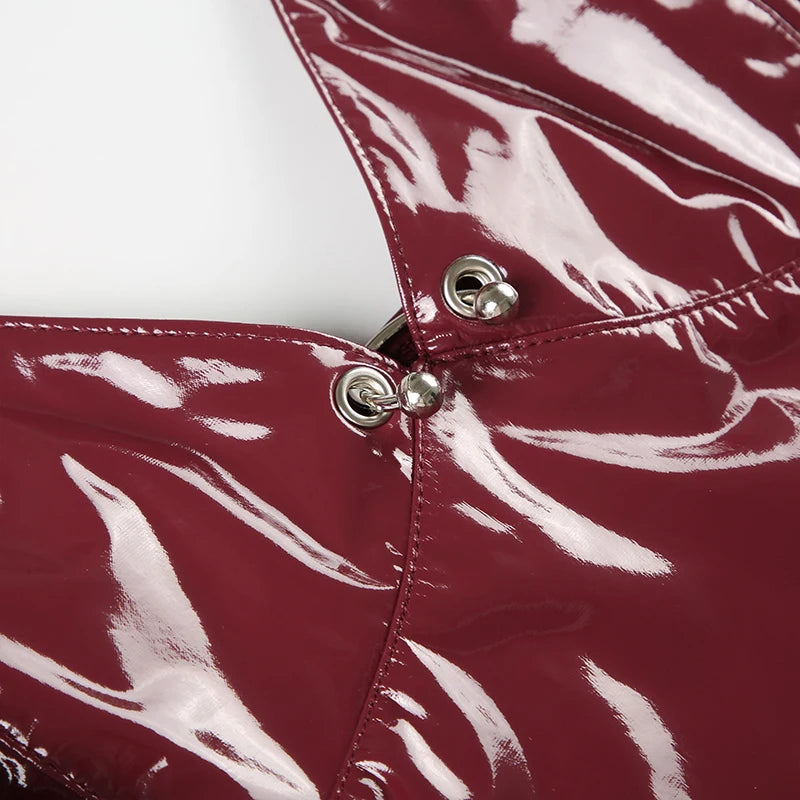 Halter V-Neck Sexy Backless Top - Metal Buckle Y2K Clubwear Tops LUNARITY GARAGE