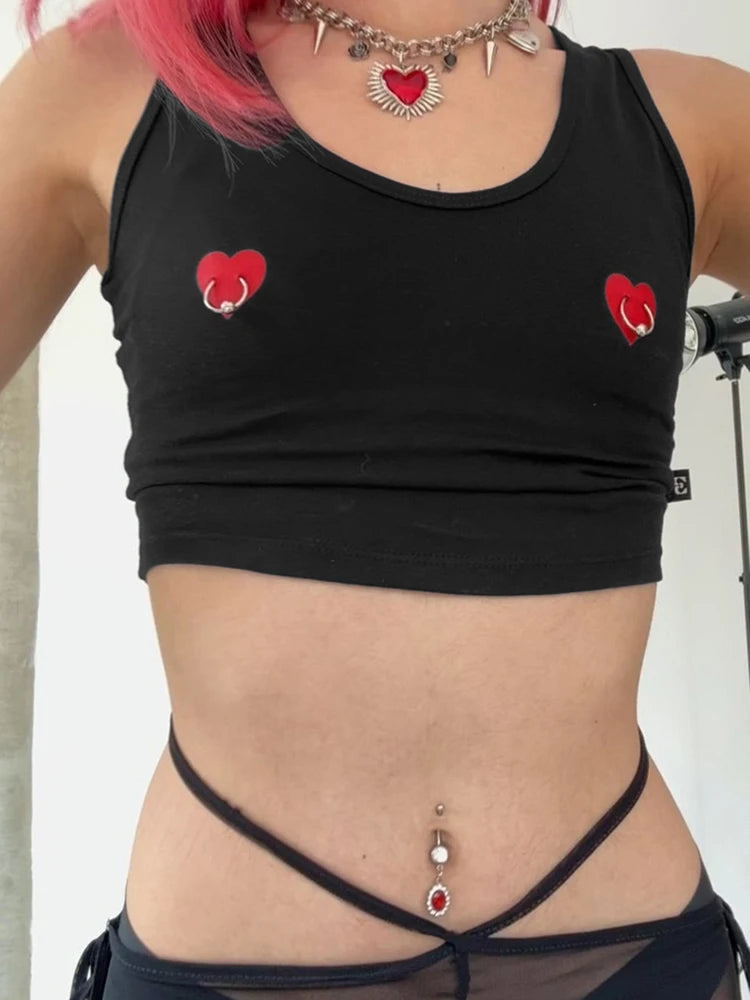 Heart Embroidered Crop Tank – Playful & Chic Summer Staple Tank top LUNARITY GARAGE