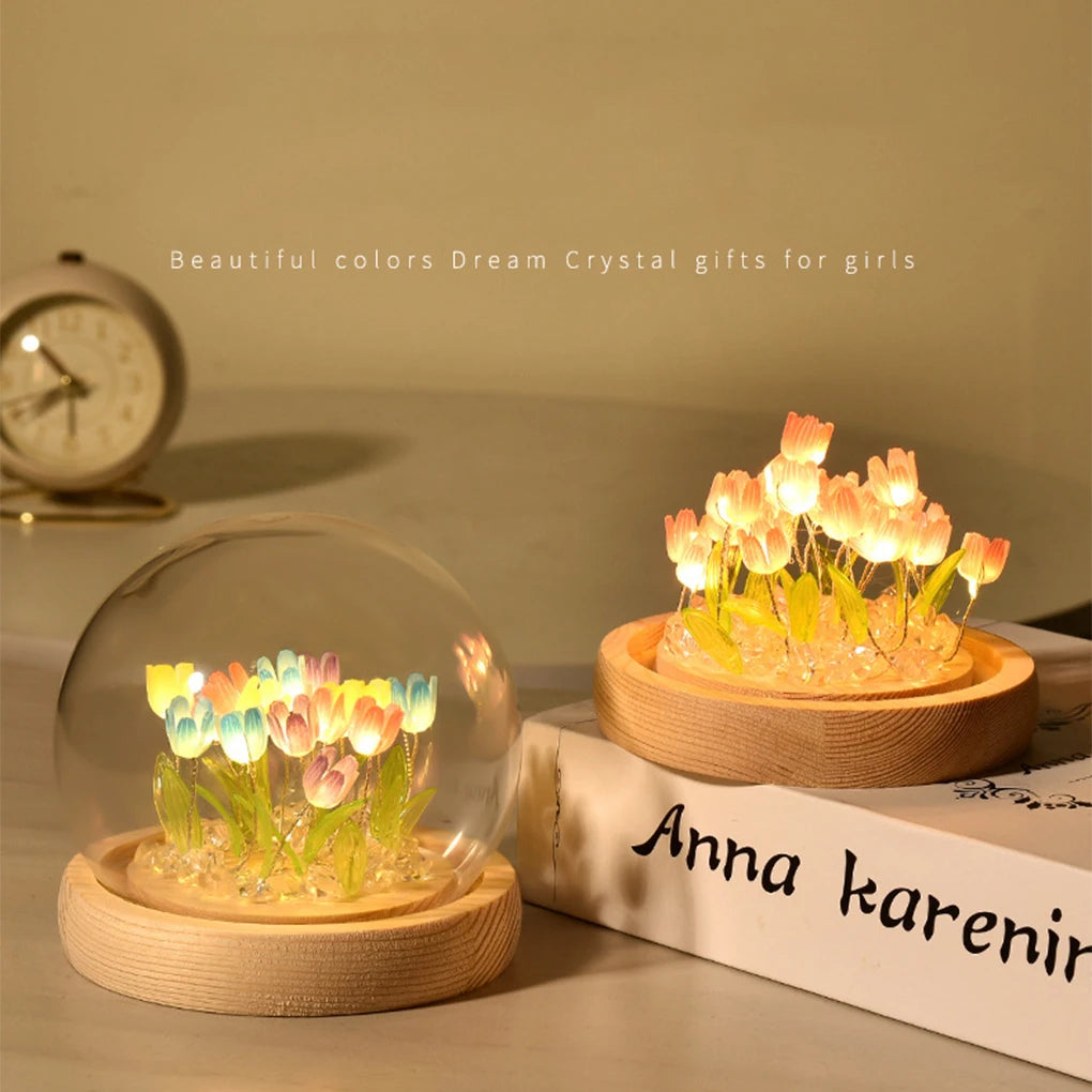 DIY Handmade Artificial Tulip LED Night Light – Bedside Table Lamp for Bedroom Decor, Christmas & Birthday Gifts home decor LUNARITY GARAGE