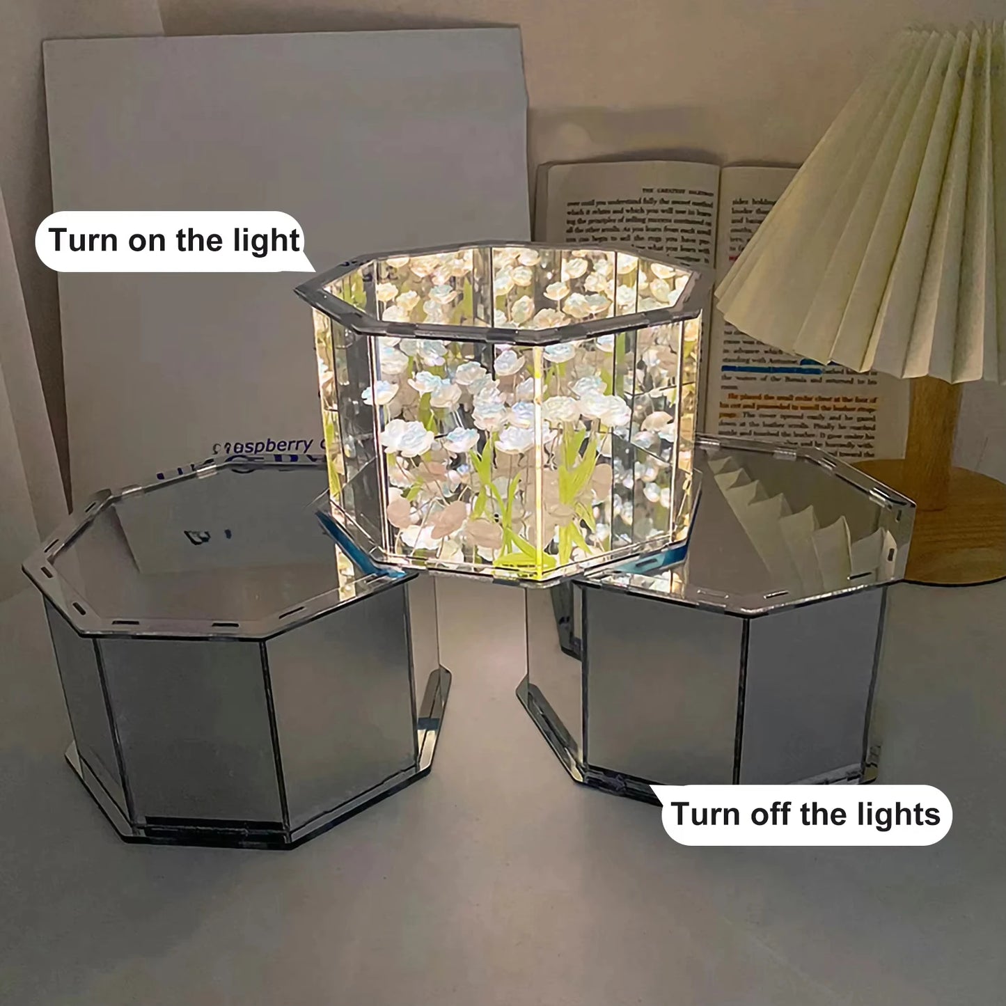DIY Tulip LED Night Light – Magic Cube Table Lamp & Mirror 2-in-1 Decorative Gift Night Lights LUNARITY GARAGE