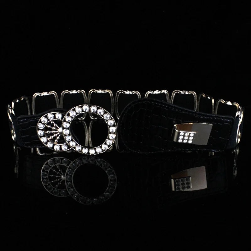 Crystal Rhinestone Elastic Waist Belt - Handmade Decorative Wide Belt for Dress & Coat Belt LUNARITY GARAGE