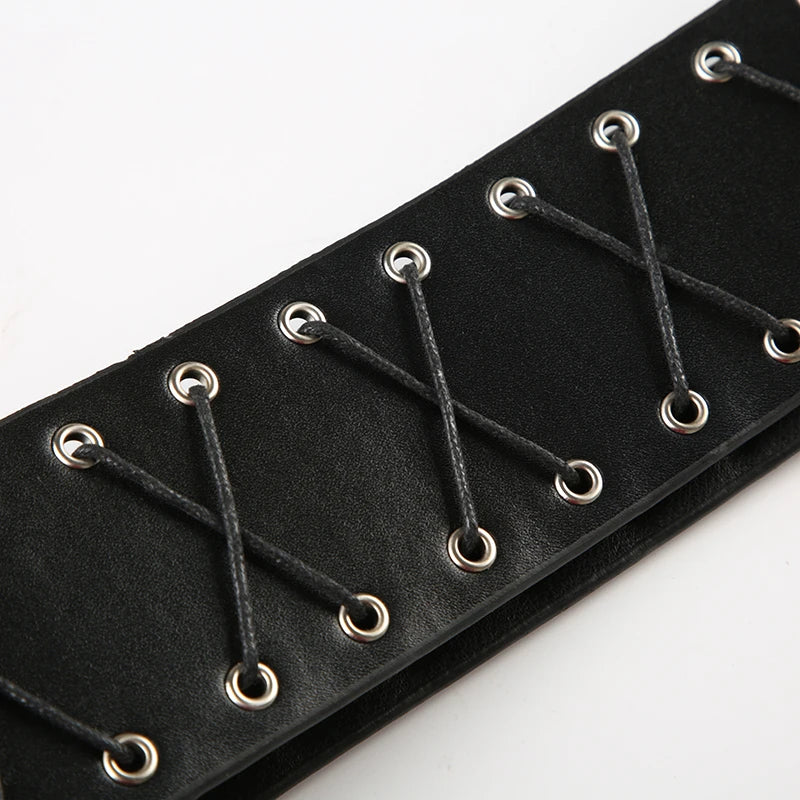 Vintage Bandage Tassel PU Belt – Y2K Hollow Out Decorative Waistband belt LUNARITY GARAGE