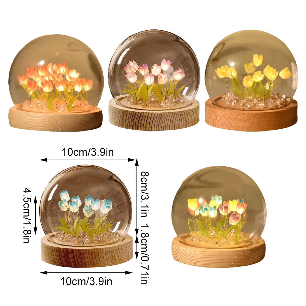 DIY Handmade Artificial Tulip LED Night Light – Bedside Table Lamp for Bedroom Decor, Christmas & Birthday Gifts home decor LUNARITY GARAGE
