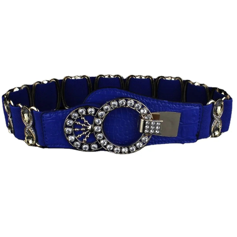 Crystal Rhinestone Elastic Waist Belt - Handmade Decorative Wide Belt for Dress & Coat Belt LUNARITY GARAGE