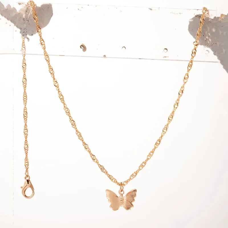 Bohemian Butterfly Three-Layer Pearl Pendant Necklace Necklace Lunarity Garage