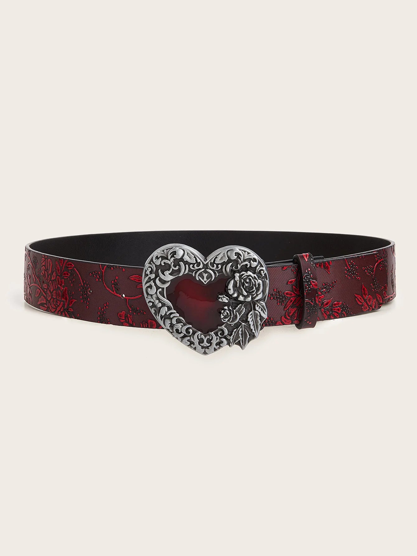 Wine Red Heart Carved Belt – Romantic & Chic Accessory Belt LUNARITY GARAGE