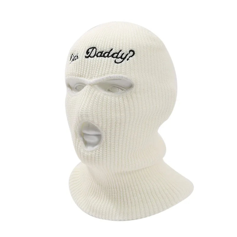 "Yes Daddy" Embroidered Balaclava – Knit Full Face Mask for Winter & Outdoor Sports Balaclavas LUNARITY GARAGE