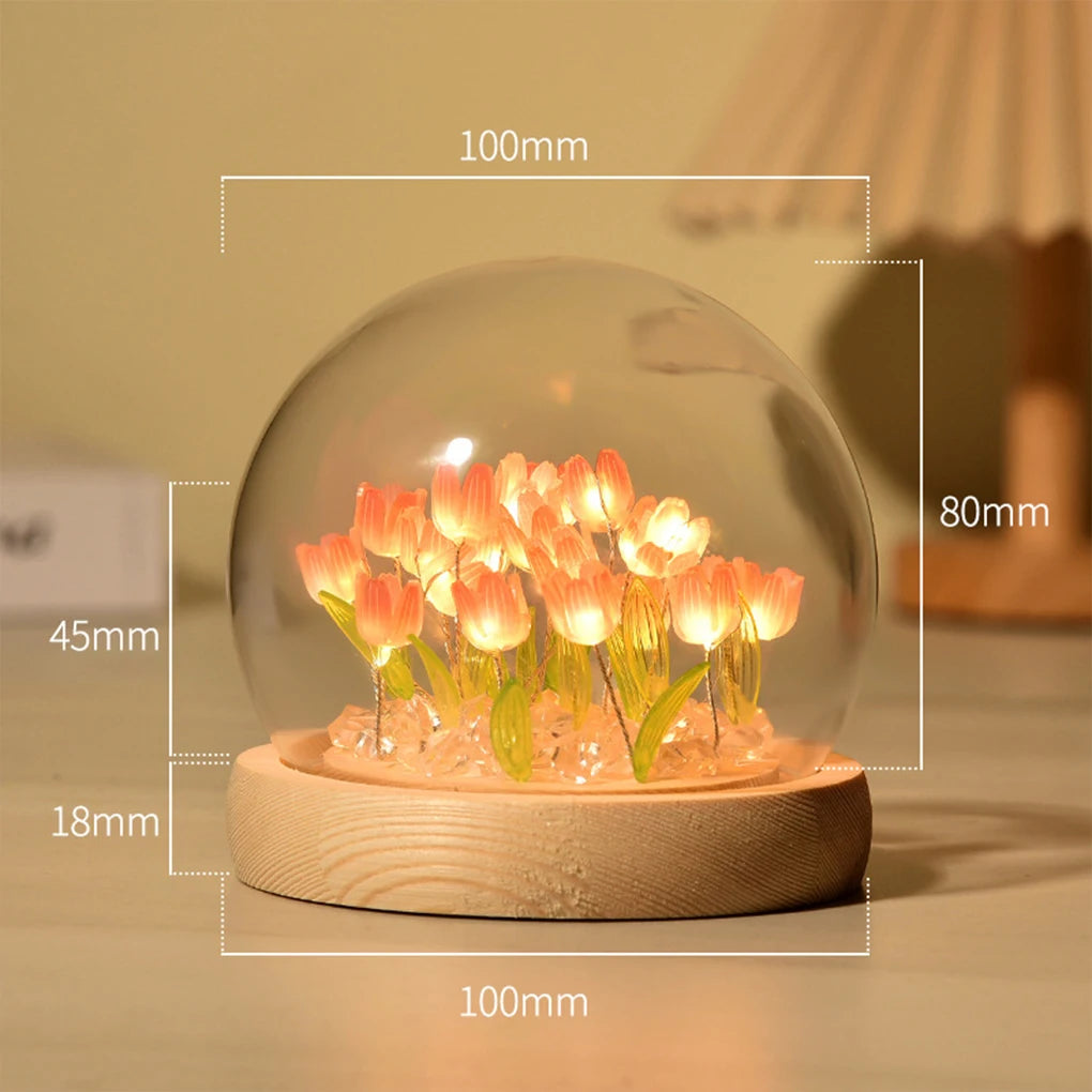 DIY Handmade Artificial Tulip LED Night Light – Bedside Table Lamp for Bedroom Decor, Christmas & Birthday Gifts home decor LUNARITY GARAGE