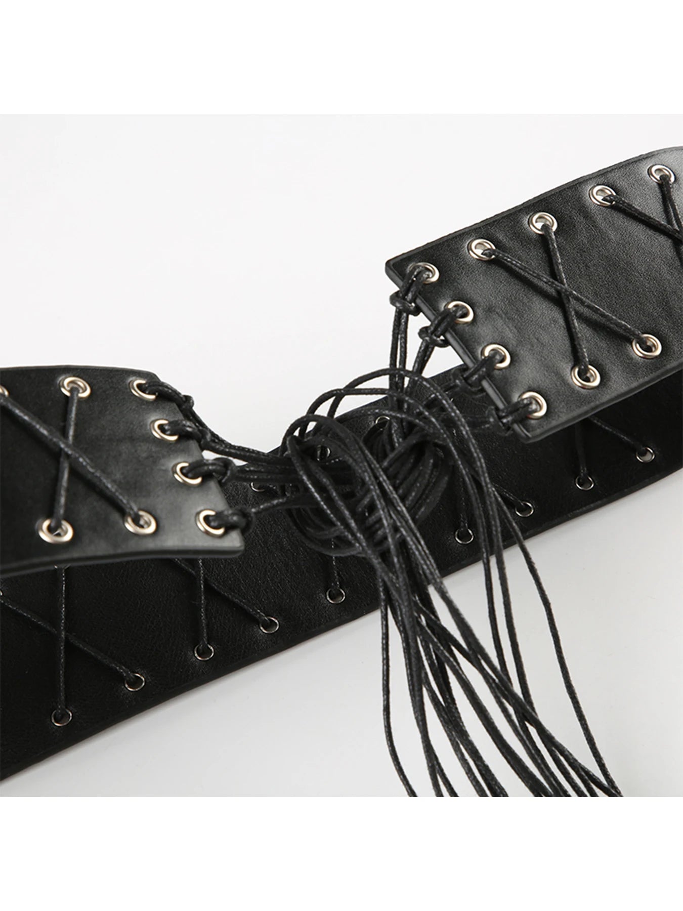 Vintage Bandage Tassel PU Belt – Y2K Hollow Out Decorative Waistband belt LUNARITY GARAGE