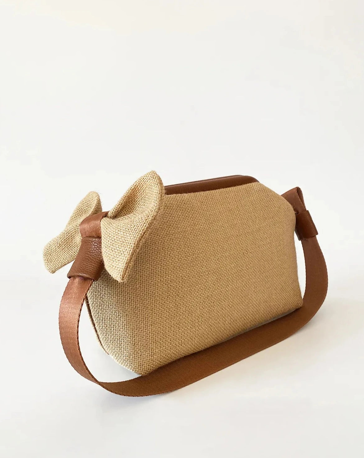 Elegant Jute Straw Handbag with Bow Detail handbags LUNARITY GARAGE