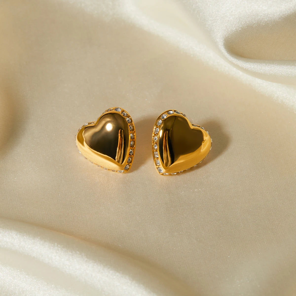 Sweet Love Heart with Rhinestone Inlay Earrings earrings LUNARITY GARAGE