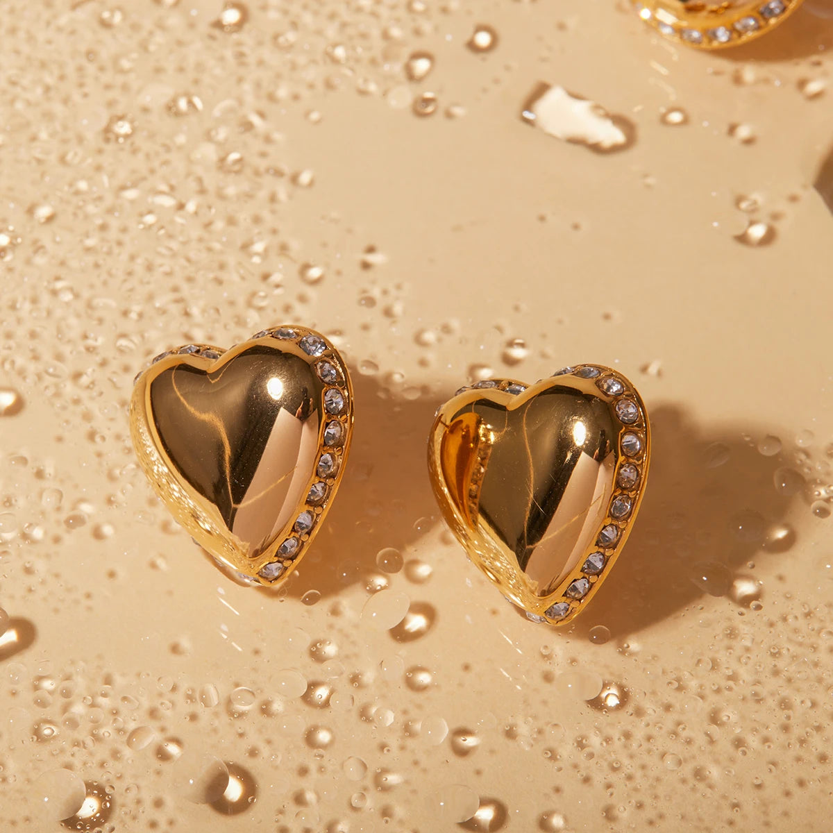 Sweet Love Heart with Rhinestone Inlay Earrings earrings LUNARITY GARAGE