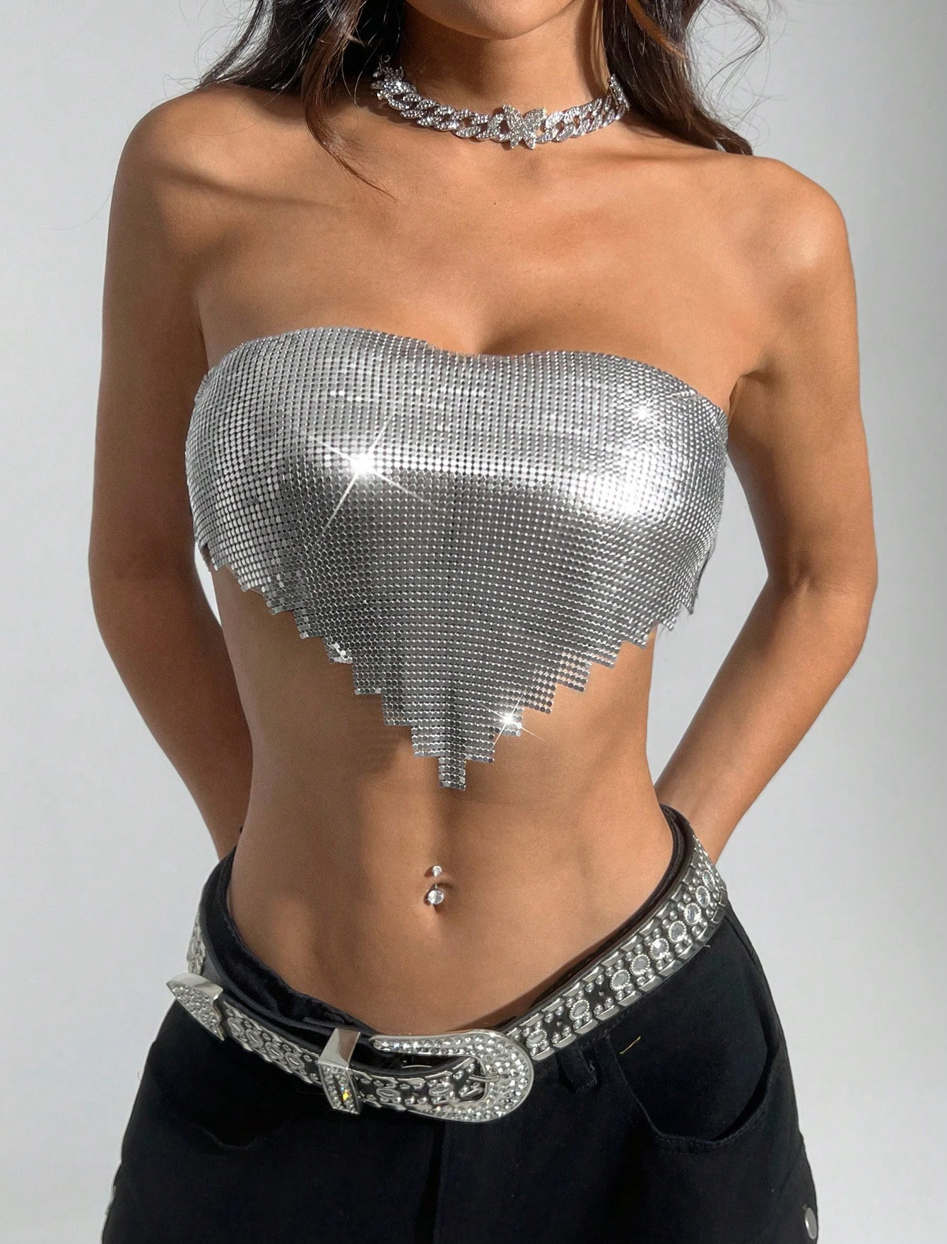 Chic Metal Sequins Party Tank Top crop top LUNARITY GARAGE