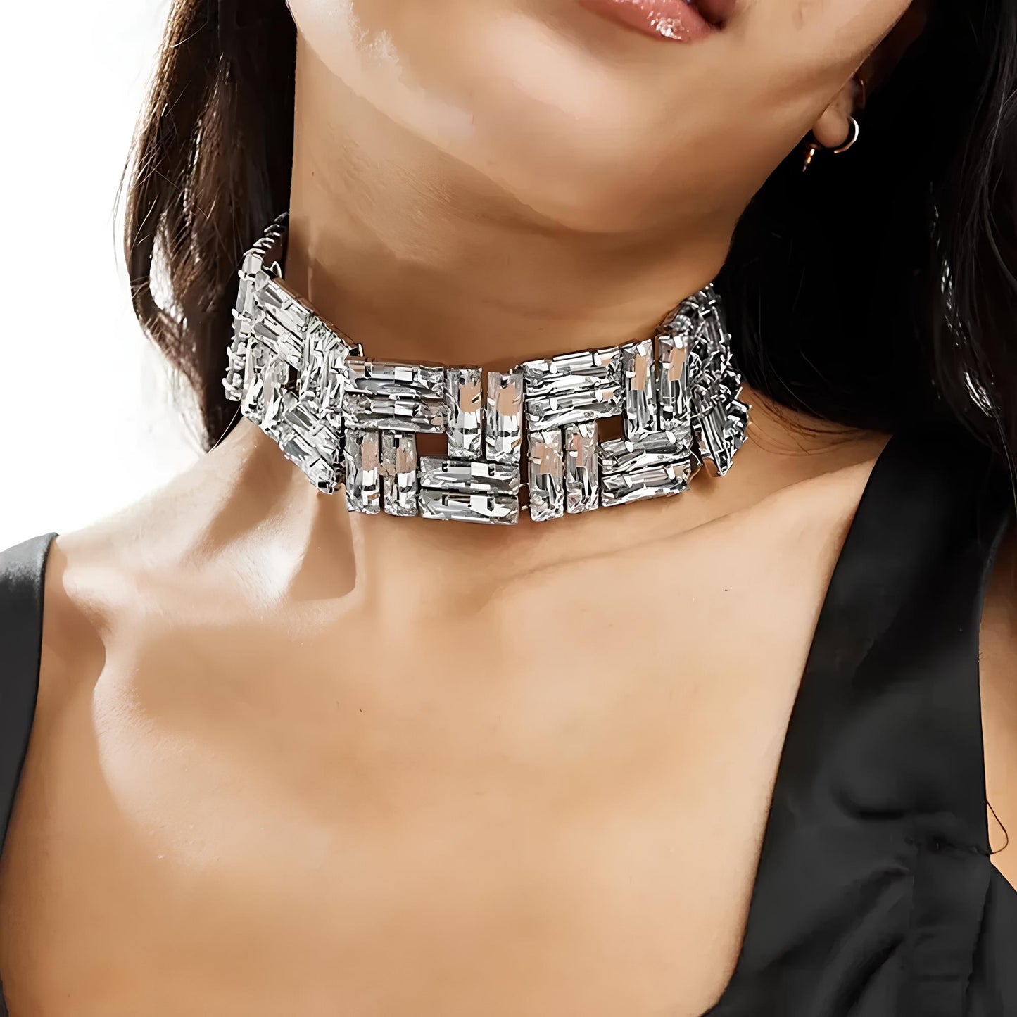 Luxury Square Crystal Baguette Choker Necklace Necklace Lunarity Garage