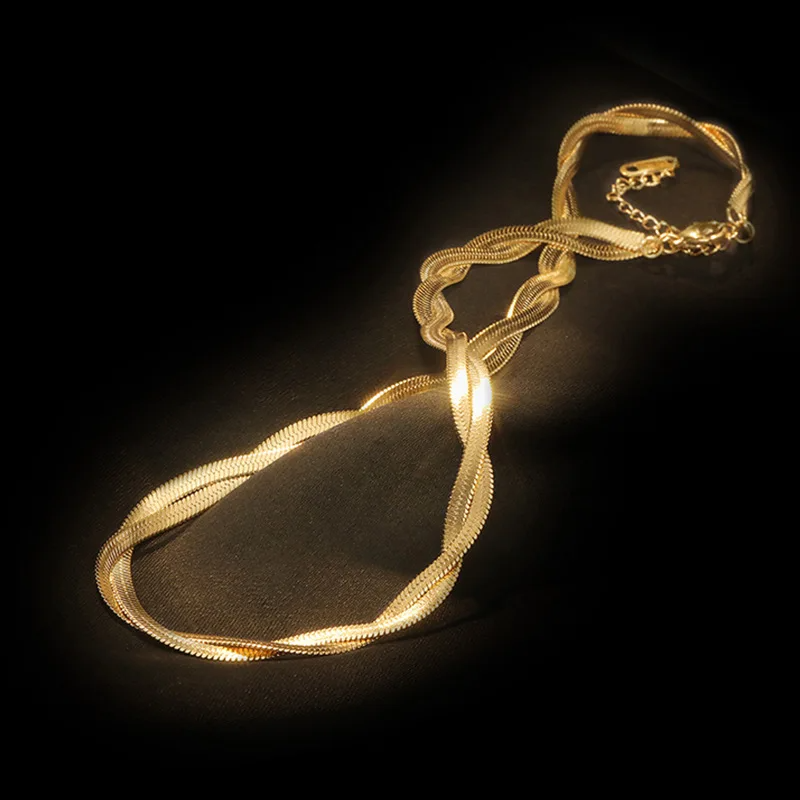 Golden Herringbone Braided Necklace & Bracelet Set set LUNARITY GARAGE Set