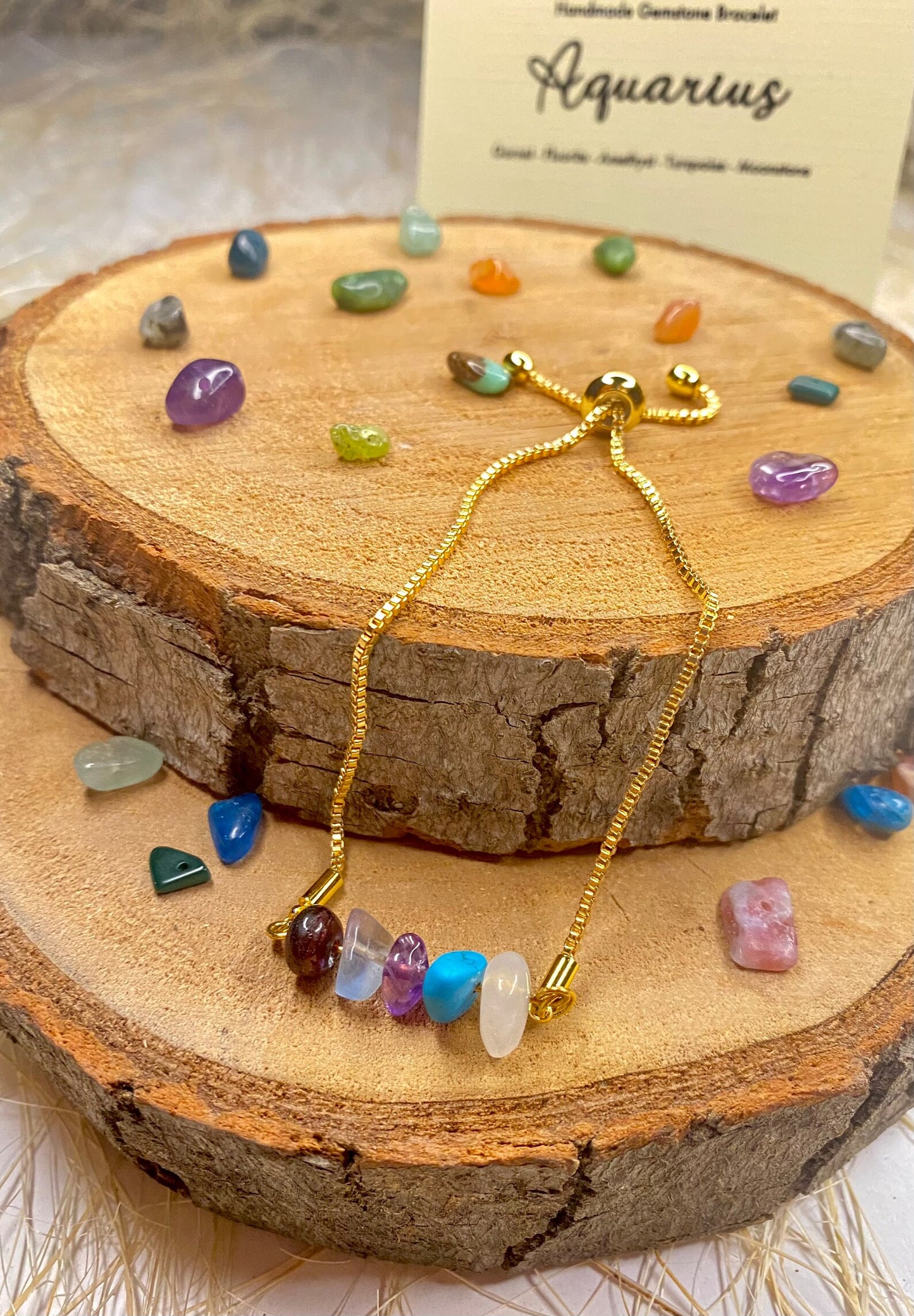 Aquarius Zodiac Gemstone Bracelet zodiac bracelets LUNARITY GARAGE