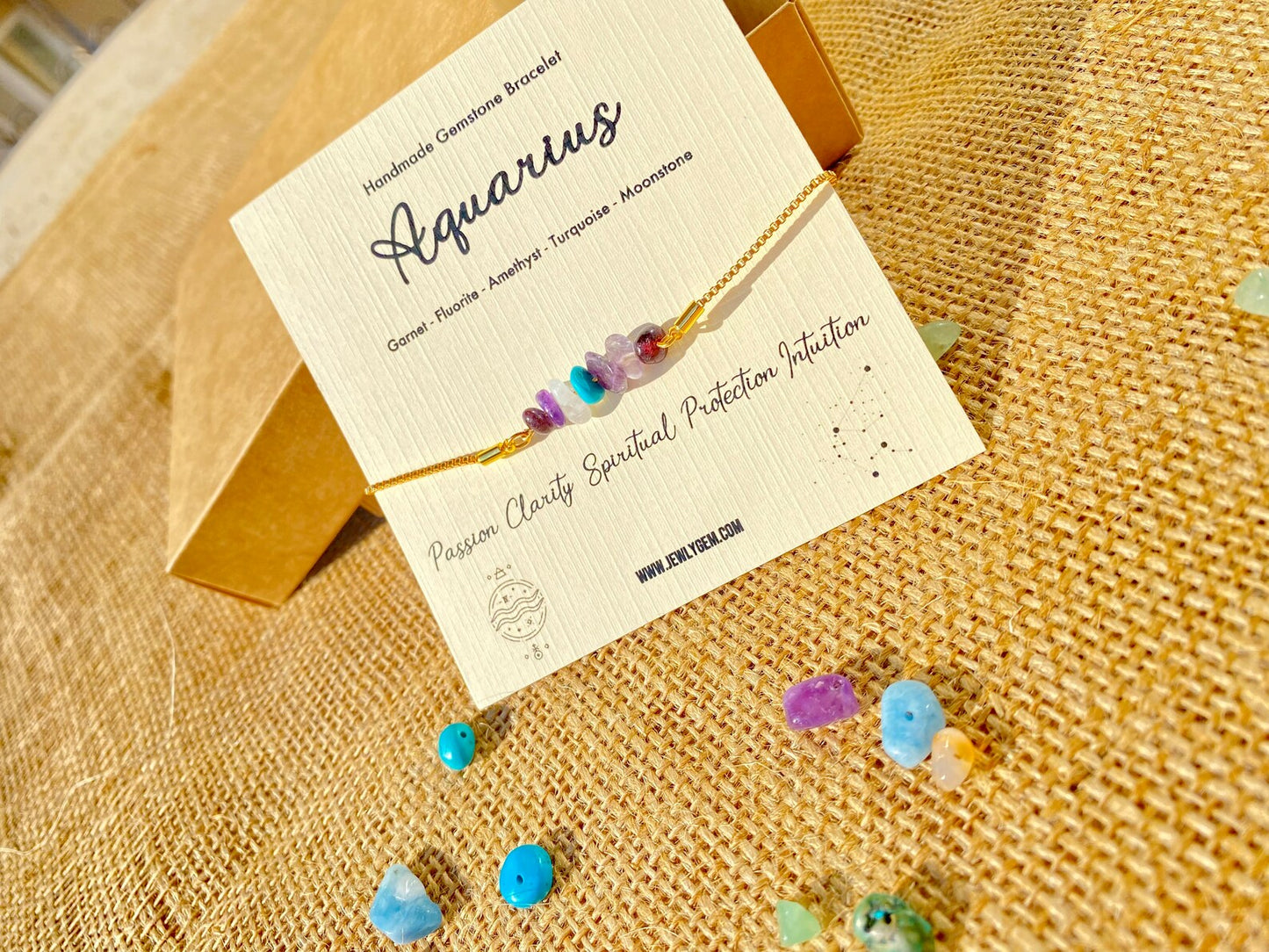Aquarius Zodiac Gemstone Bracelet zodiac bracelets LUNARITY GARAGE