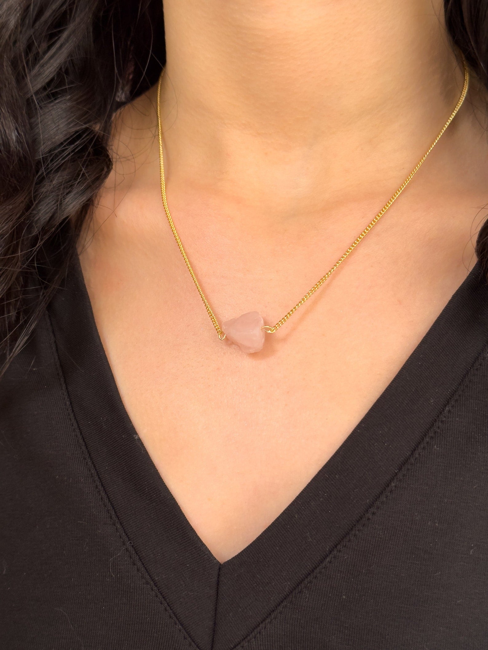 Raw Rose Quartz Necklace necklaces LUNARITY GARAGE