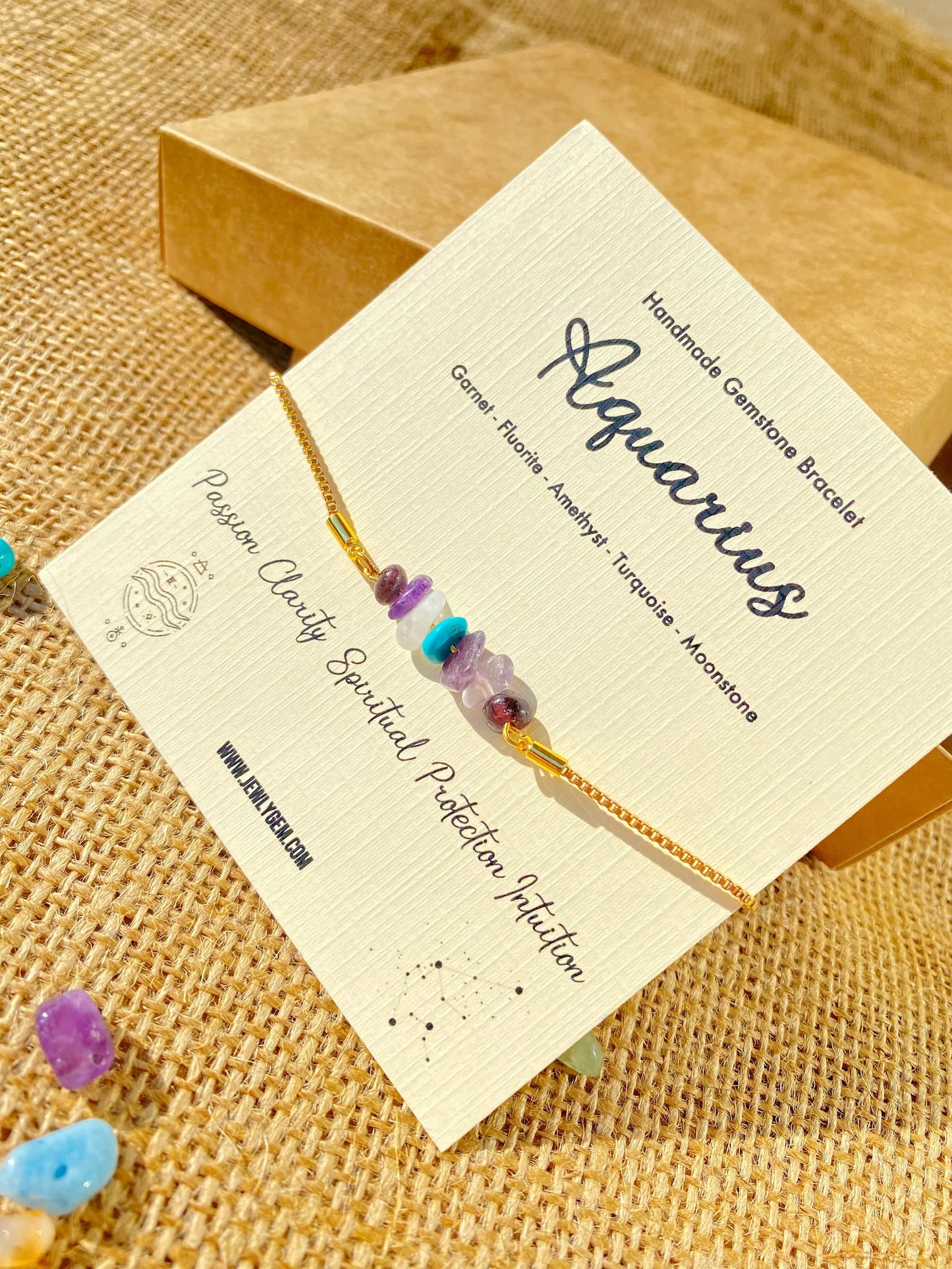 Aquarius Zodiac Gemstone Bracelet zodiac bracelets LUNARITY GARAGE