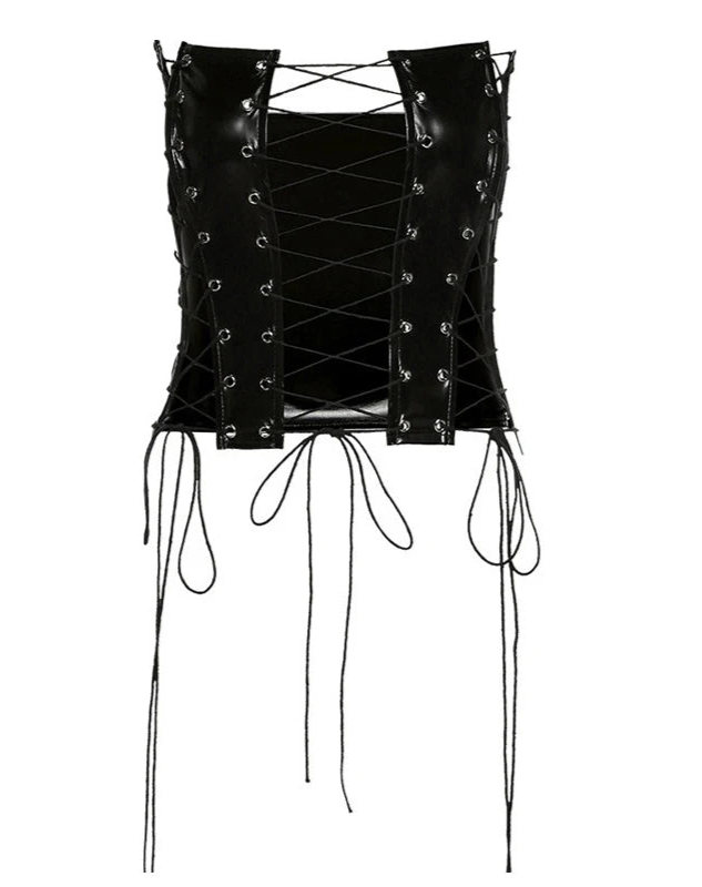 Sexy Gothic PU Leather Lace-Up Corset – Bold, Curvy Shaping with Elegance Corsets Lunarity Garage