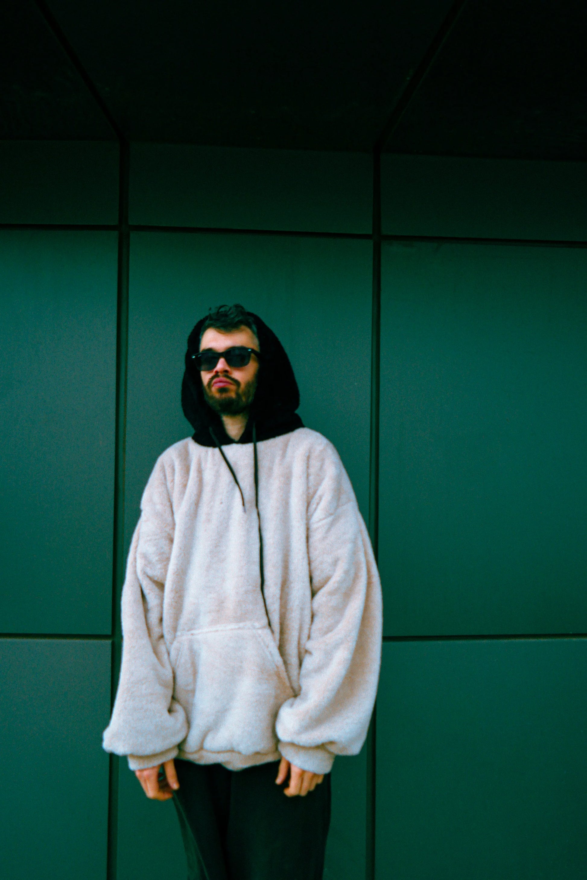 Beige & Black Welsoft Puffy Hoodie Hoodie LUNARITY GARAGE