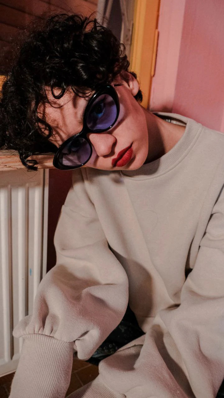 Beige Crop Sweatshirt sweatshirt LUNARITY GARAGE   