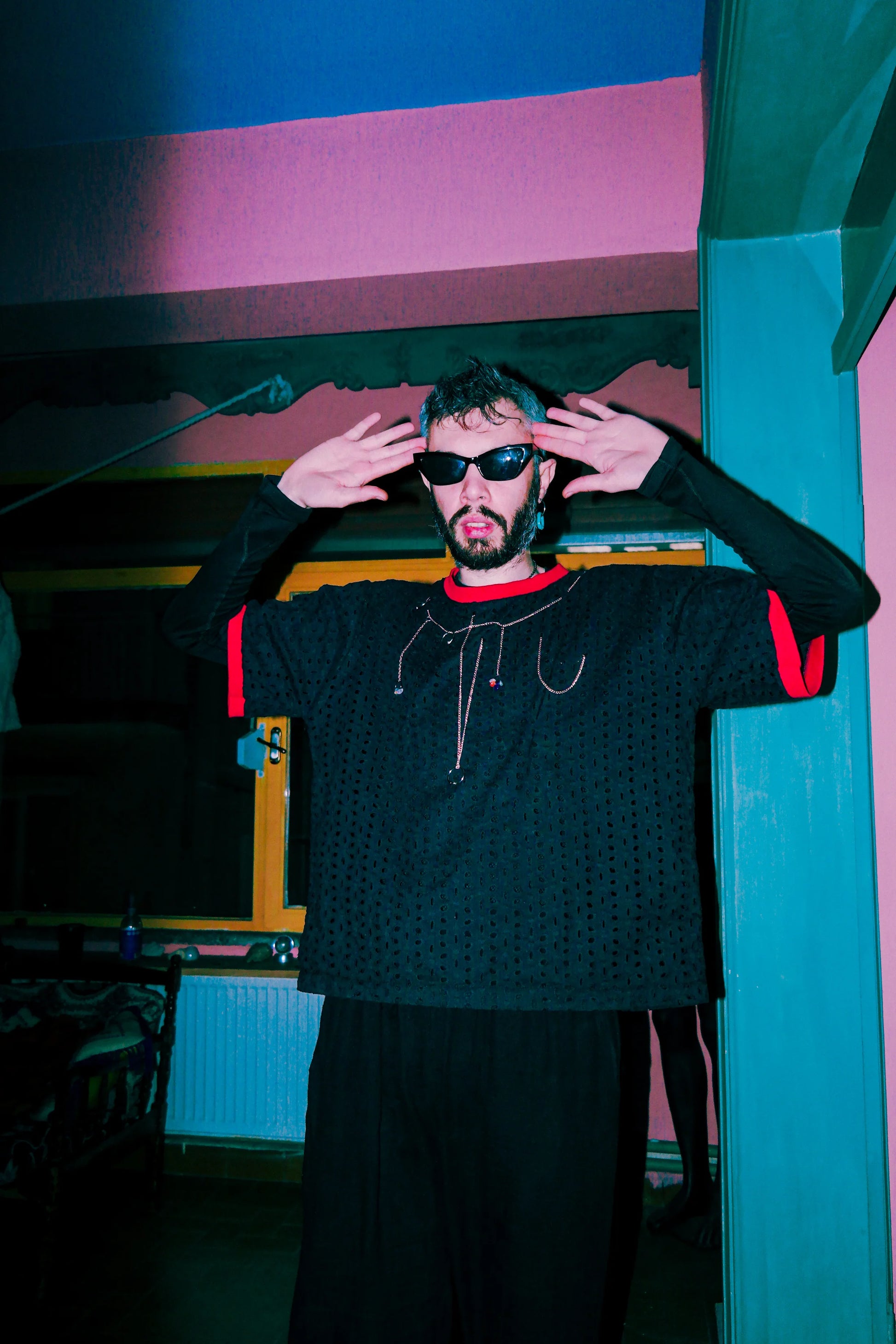 The Cool Mesh T-shirt with Chain & Gemstones T- Shirts LUNARITY GARAGE