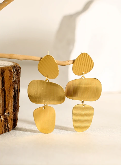 Elegant Striped Metal Texture Irregular Dangle Drop Earrings earrings LUNARITY GARAGE