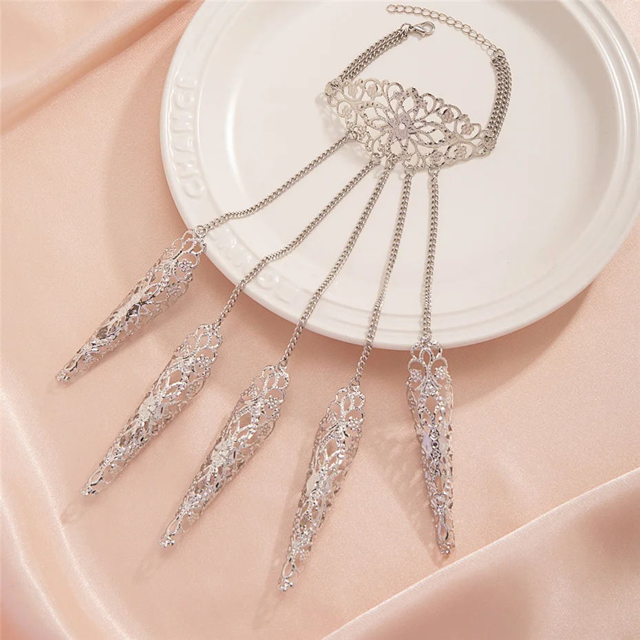 Creative Exaggerated Dubai Indian Finger Wrist Chain Bracelets - Y2K Steampunk Jewelry Finger Bracelet LUNARITY GARAGE