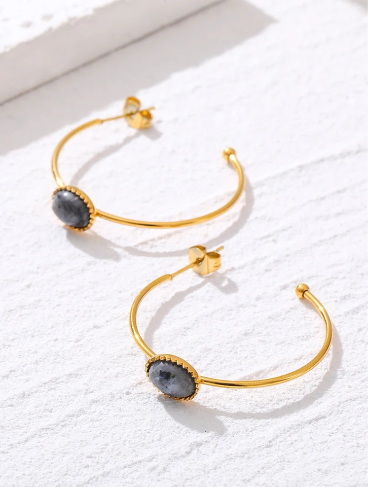 Labradorite Aura Hoops earrings LUNARITY GARAGE   