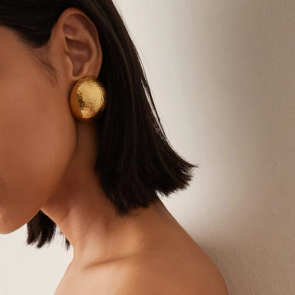 18K Gold-Plated Hammered Sphere Earrings earrings LUNARITY GARAGE   