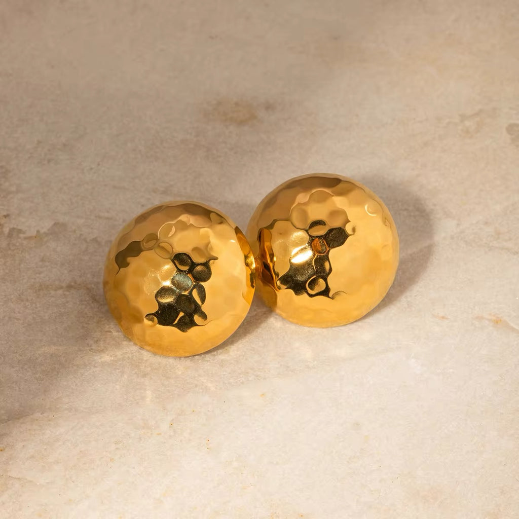 18K Gold-Plated Hammered Sphere Earrings earrings LUNARITY GARAGE   
