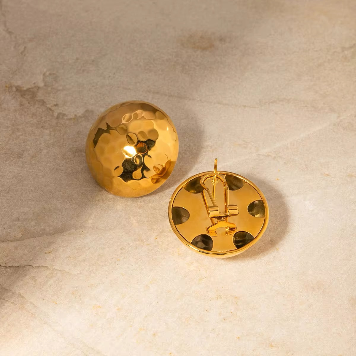 18K Gold-Plated Hammered Sphere Earrings earrings LUNARITY GARAGE   