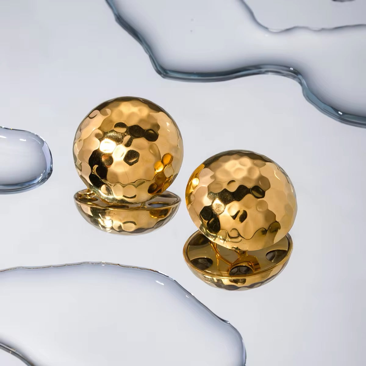 18K Gold-Plated Hammered Sphere Earrings earrings LUNARITY GARAGE