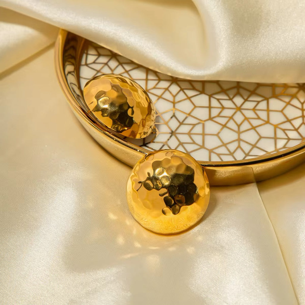 18K Gold-Plated Hammered Sphere Earrings earrings LUNARITY GARAGE   