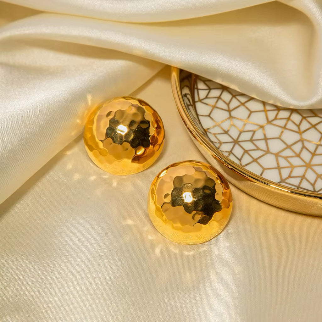 18K Gold-Plated Hammered Sphere Earrings earrings LUNARITY GARAGE   