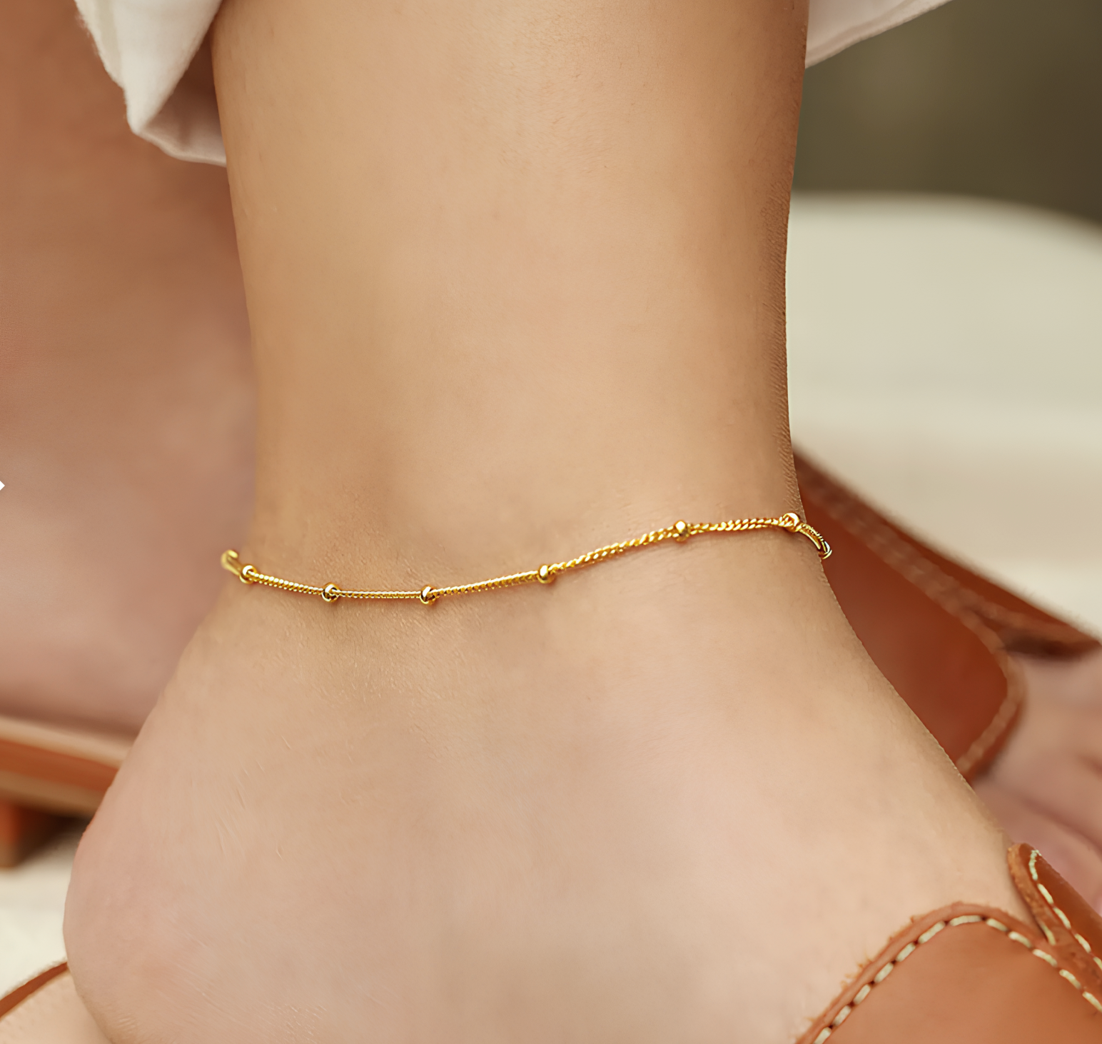 18K Gold Plated Stainless Steel Dainty Beads Chain Anklet anklet LUNARITY GARAGE   