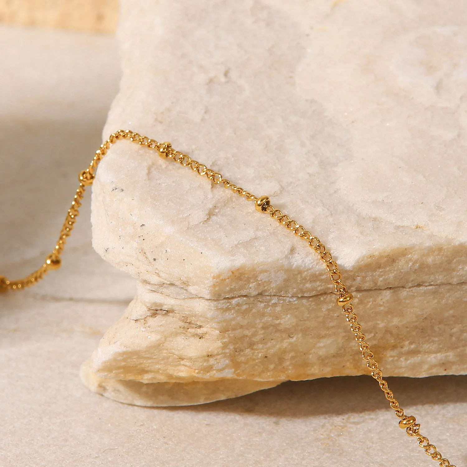 18K Gold Plated Stainless Steel Dainty Beads Chain Anklet anklet LUNARITY GARAGE