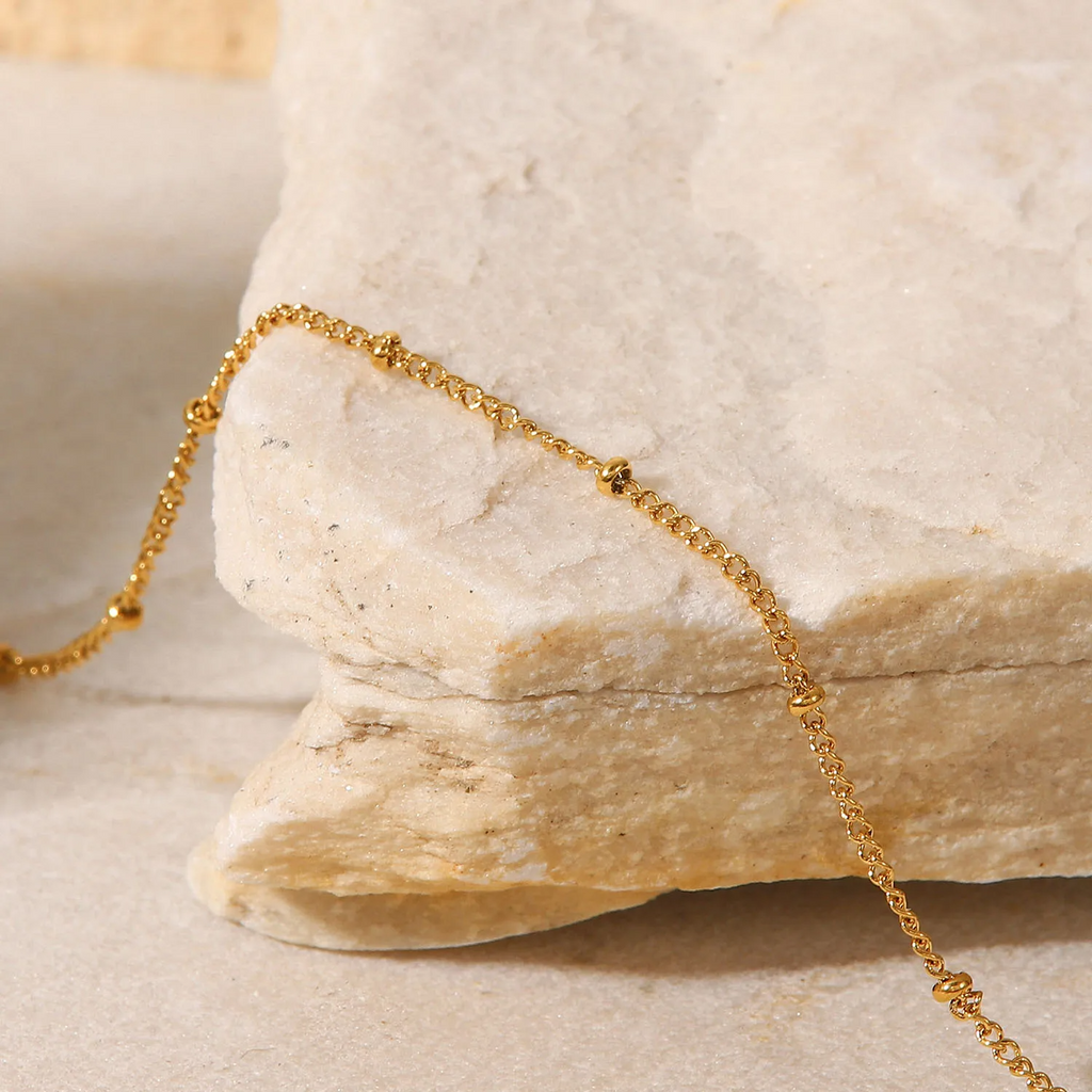 18K Gold Plated Stainless Steel Dainty Beads Chain Anklet anklet LUNARITY GARAGE   
