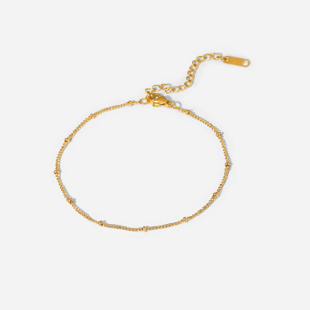18K Gold Plated Stainless Steel Dainty Beads Chain Anklet anklet LUNARITY GARAGE   