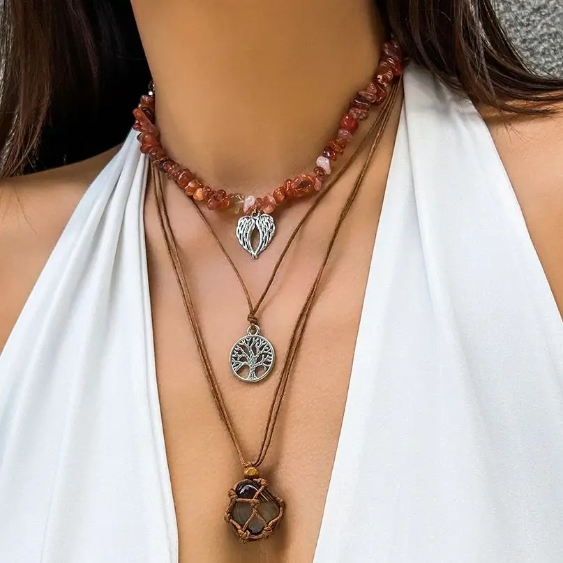 Bohemian Irregular Stone Chain Necklace Set necklaces LUNARITY GARAGE   