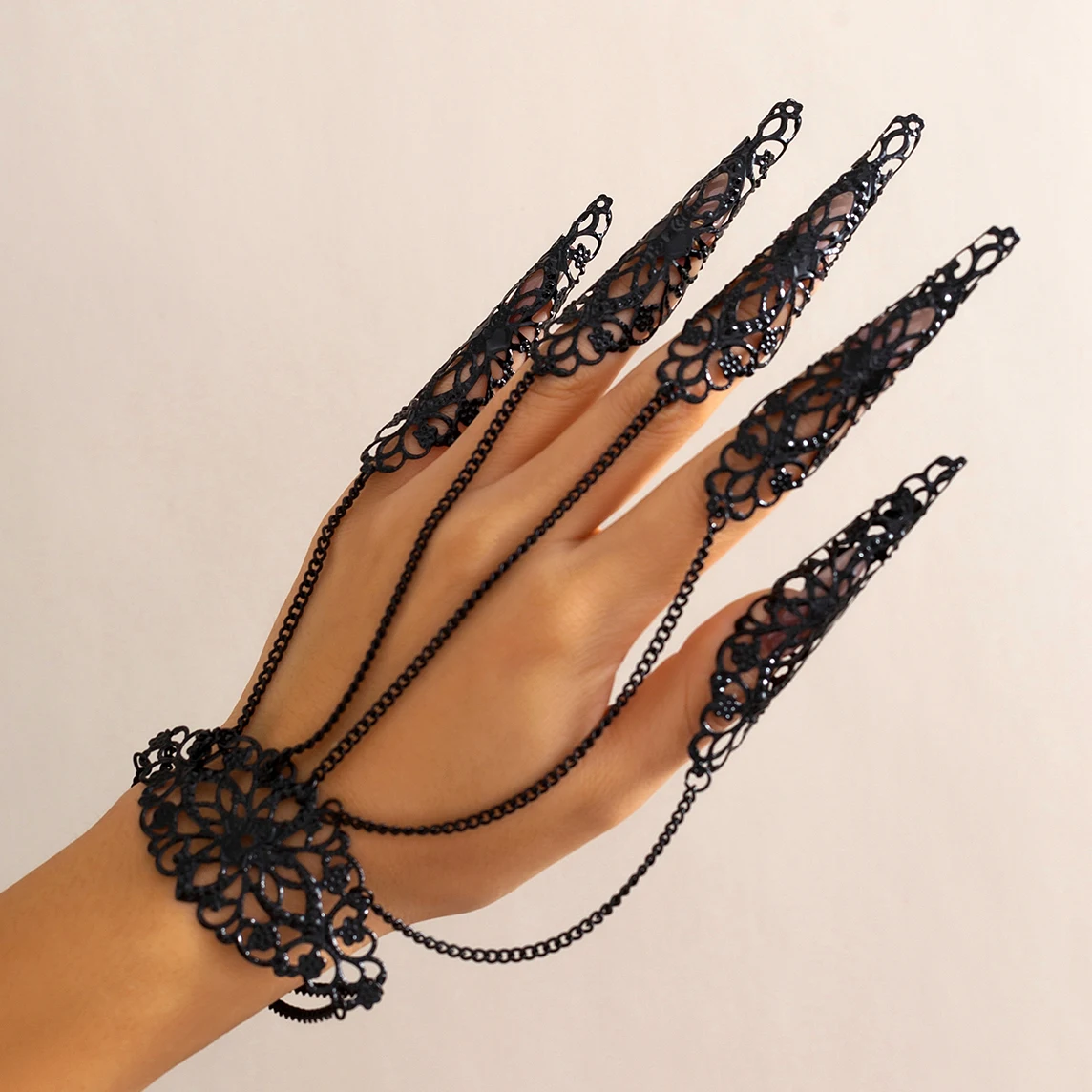 Creative Exaggerated Dubai Indian Finger Wrist Chain Bracelets - Y2K Steampunk Jewelry Finger Bracelet LUNARITY GARAGE