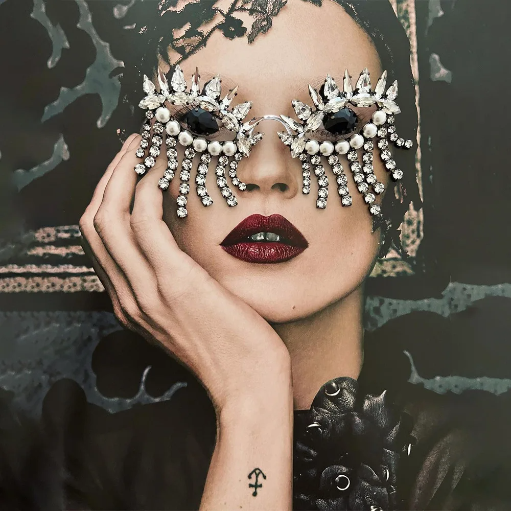 Black Evil Eye Tassel Sunglasses Frame sunglasses LUNARITY GARAGE
